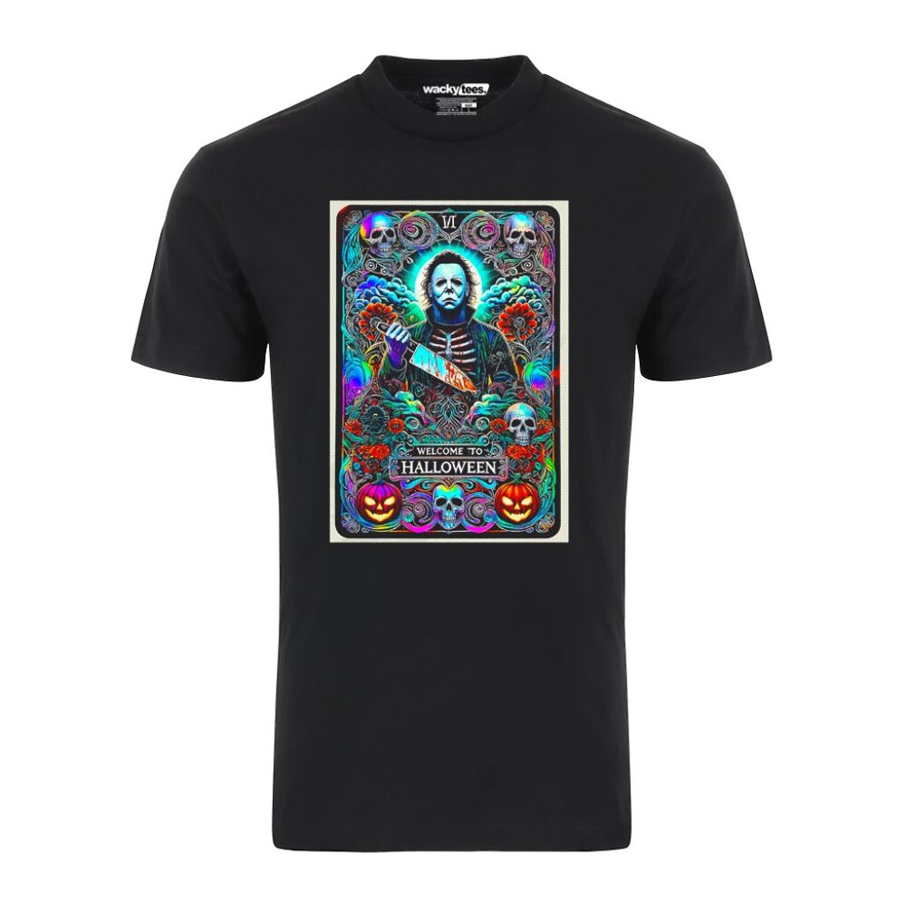 Welcome To Halloween Michael Myers Tarot Card Terror Horror Graphic Tee Shirt
